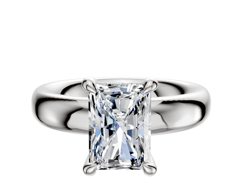 18K White Gold 4 Prong Hidden Halo Classic Dome 4.0mm Engagement Ring