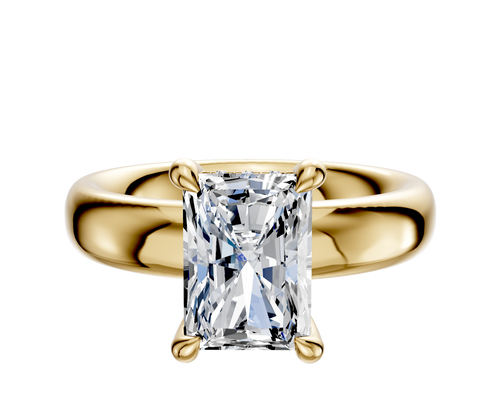 18K Yellow Gold 4 Prong Hidden Halo Classic Dome 4.0mm Engagement Ring