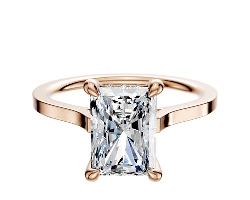 18K Rose Gold 4 Prong Hidden Halo Cathedral Flat 1.5mm Engagement Ring