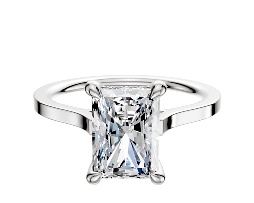 14K White Gold 4 Prong Hidden Halo Cathedral Flat 1.5mm Engagement Ring
