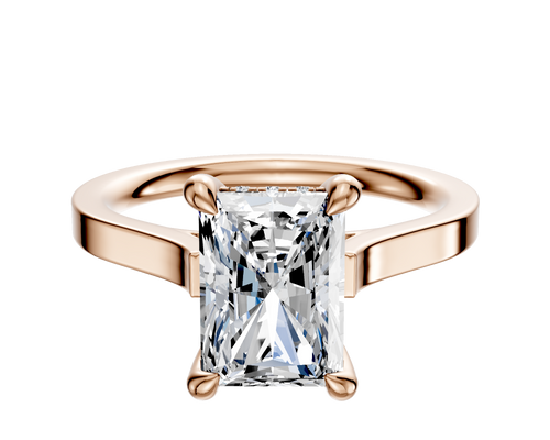 18K Rose Gold 4 Prong Hidden Halo Cathedral Flat 2.0mm Engagement Ring