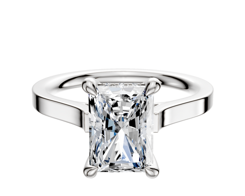 18K White Gold 4 Prong Hidden Halo Cathedral Flat 2.0mm Engagement Ring