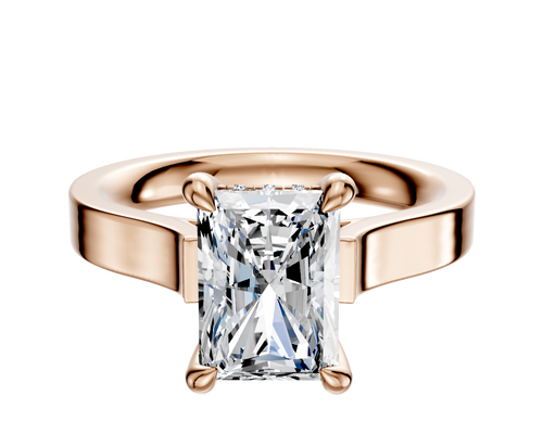 18K Rose Gold 4 Prong Hidden Halo Cathedral Flat 3.0mm Engagement Ring