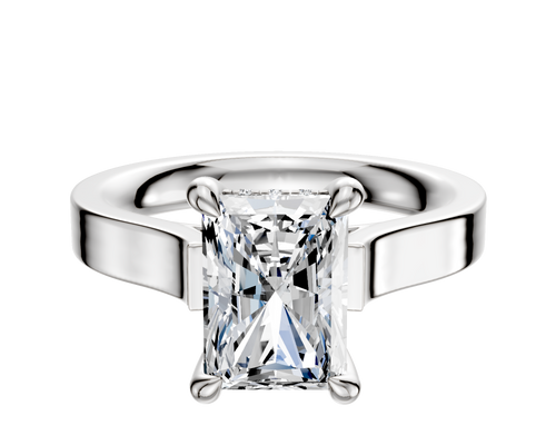 Platinum 4 Prong Hidden Halo Cathedral Flat 3.0mm Engagement Ring