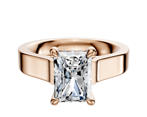 18K Rose Gold 4 Prong Hidden Halo Cathedral Flat 4.0mm Engagement Ring