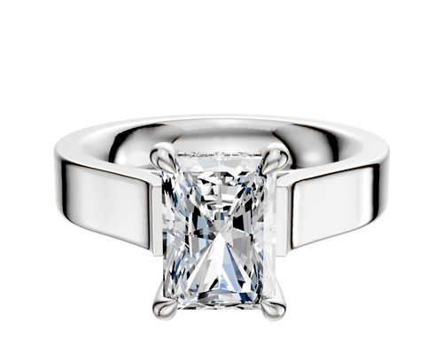 Platinum 4 Prong Hidden Halo Cathedral Flat 4.0mm Engagement Ring
