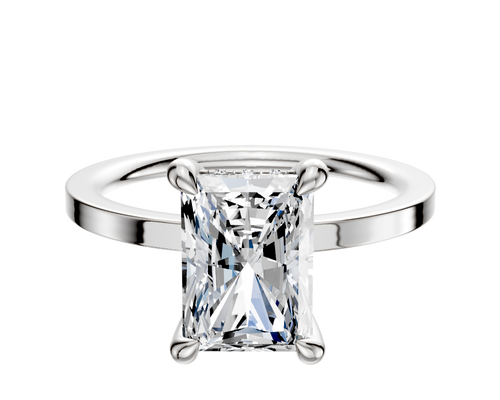 Platinum 4 Prong Hidden Halo Classic Flat 1.5mm Engagement Ring