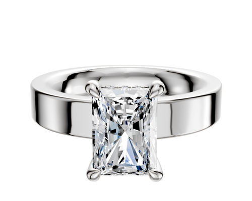 18K White Gold 4 Prong Hidden Halo Classic Flat 4.0mm Engagement Ring
