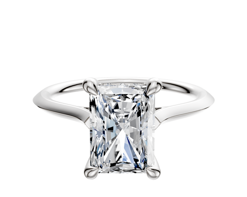 18K White Gold 4 Prong Hidden Halo Cathedral Knife Edge 1.5mm Engagement Ring