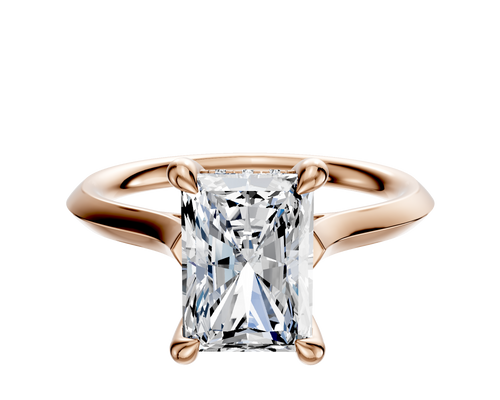 18K Rose Gold 4 Prong Hidden Halo Cathedral Knife Edge 2.0mm Engagement Ring
