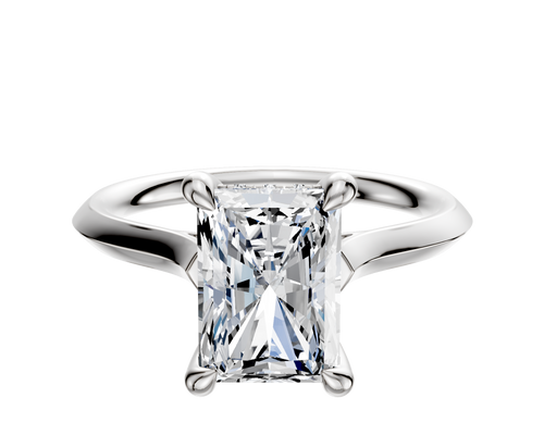 14K White Gold 4 Prong Hidden Halo Cathedral Knife Edge 2.0mm Engagement Ring