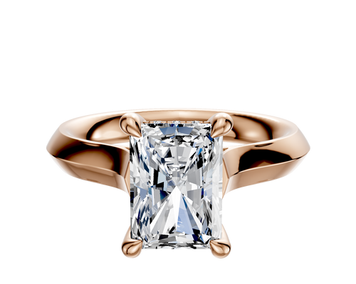 18K Rose Gold 4 Prong Hidden Halo Cathedral Knife Edge 3.0mm Engagement Ring