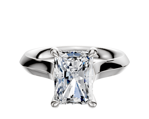 18K White Gold 4 Prong Hidden Halo Cathedral Knife Edge 3.0mm Engagement Ring