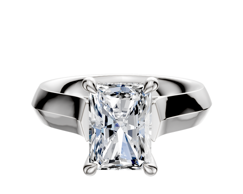 18K White Gold 4 Prong Hidden Halo Cathedral Knife Edge 4.0mm Engagement Ring