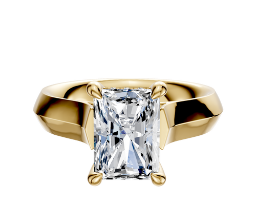 18K Yellow Gold 4 Prong Hidden Halo Cathedral Knife Edge 4.0mm Engagement Ring