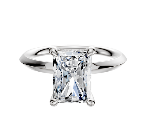 Platinum 4 Prong Hidden Halo Classic Knife Edge 2.0mm Engagement Ring