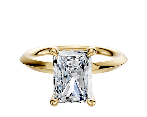 18K Yellow Gold 4 Prong Hidden Halo Classic Knife Edge 2.0mm Engagement Ring
