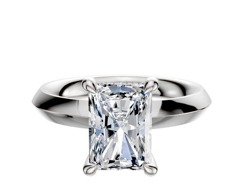 18K White Gold 4 Prong Hidden Halo Classic Knife Edge 3.0mm Engagement Ring