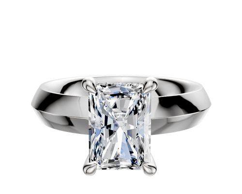 18K White Gold 4 Prong Hidden Halo Classic Knife Edge 4.0mm Engagement Ring