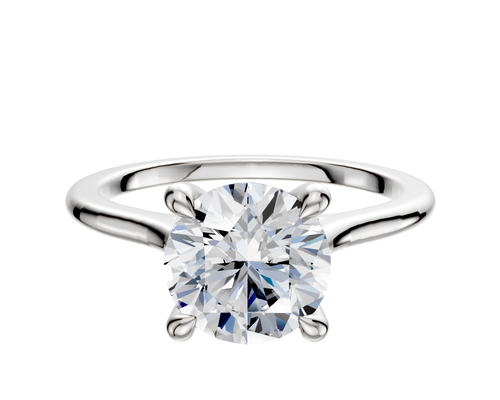 Platinum 4 Prong Hidden Halo Cathedral Dome 1.5mm Engagement Ring