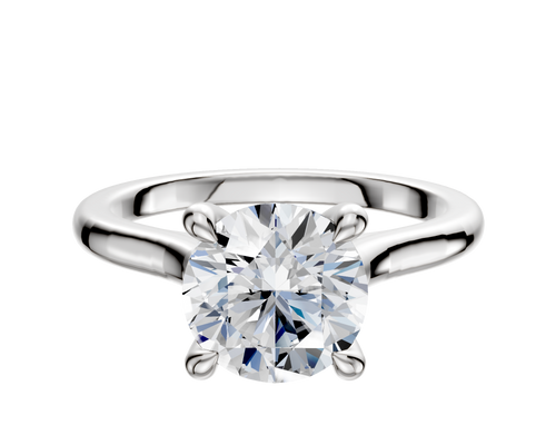 14K White Gold 4 Prong Hidden Halo Cathedral Dome 2.0mm Engagement Ring