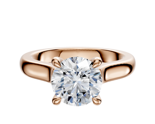 18K Rose Gold 4 Prong Hidden Halo Cathedral Dome 3.0mm Engagement Ring