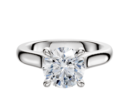 14K White Gold 4 Prong Hidden Halo Cathedral Dome 3.0mm Engagement Ring