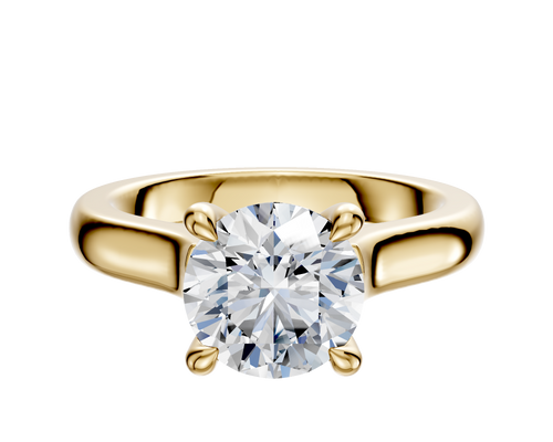 18K Yellow Gold 4 Prong Hidden Halo Cathedral Dome 3.0mm Engagement Ring