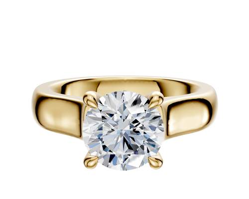 18K Yellow Gold 4 Prong Hidden Halo Cathedral Dome 4.0mm Engagement Ring