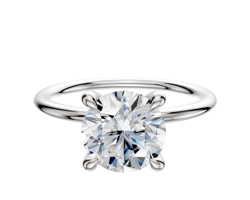 Platinum 4 Prong Hidden Halo Classic Dome 1.5mm Engagement Ring