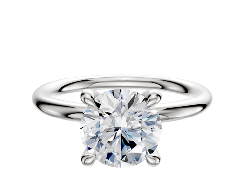 14K White Gold 4 Prong Hidden Halo Classic Dome 2.0mm Engagement Ring