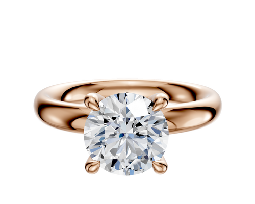 18K Rose Gold 4 Prong Hidden Halo Classic Dome 3.0mm Engagement Ring