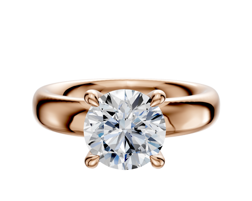 14K Rose Gold 4 Prong Hidden Halo Classic Dome 4.0mm Engagement Ring