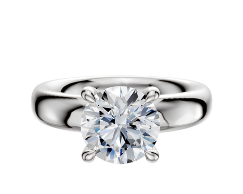 Platinum 4 Prong Hidden Halo Classic Dome 4.0mm Engagement Ring
