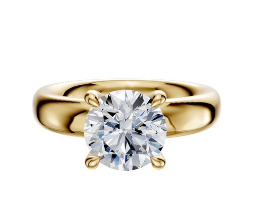 18K Yellow Gold 4 Prong Hidden Halo Classic Dome 4.0mm Engagement Ring