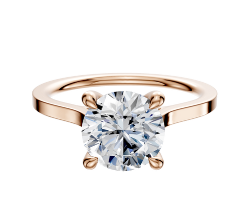 18K Rose Gold 4 Prong Hidden Halo Cathedral Flat 1.5mm Engagement Ring