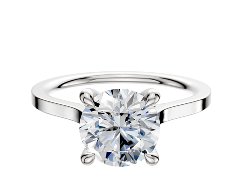 14K White Gold 4 Prong Hidden Halo Cathedral Flat 1.5mm Engagement Ring