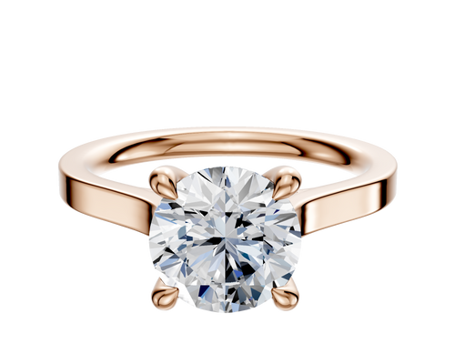 18K Rose Gold 4 Prong Hidden Halo Cathedral Flat 2.0mm Engagement Ring