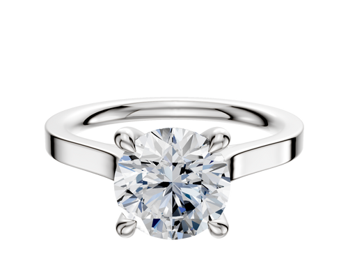 14K White Gold 4 Prong Hidden Halo Cathedral Flat 2.0mm Engagement Ring