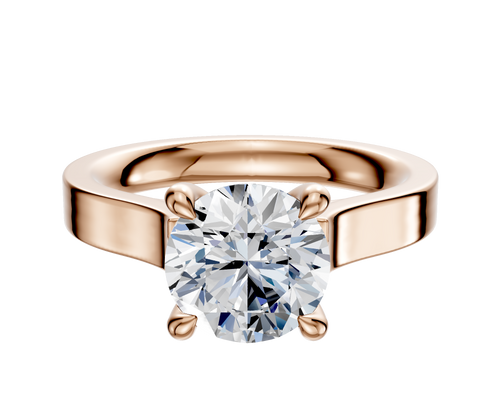 18K Rose Gold 4 Prong Hidden Halo Cathedral Flat 3.0mm Engagement Ring