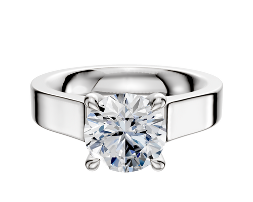 18K White Gold 4 Prong Hidden Halo Cathedral Flat 4.0mm Engagement Ring