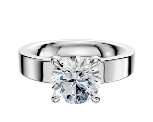 Platinum 4 Prong Hidden Halo Classic Flat 4.0mm Engagement Ring
