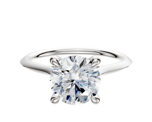 14K White Gold 4 Prong Hidden Halo Cathedral Knife Edge 1.5mm Engagement Ring