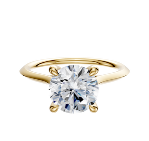 14K Yellow Gold 4 Prong Hidden Halo Cathedral Knife Edge 1.5mm Engagement Ring