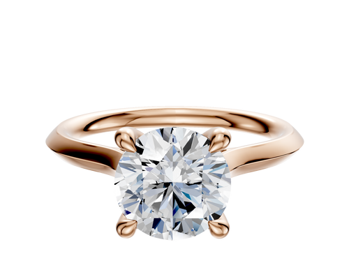 18K Rose Gold 4 Prong Hidden Halo Cathedral Knife Edge 2.0mm Engagement Ring