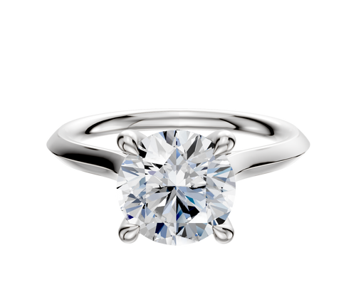18K White Gold 4 Prong Hidden Halo Cathedral Knife Edge 2.0mm Engagement Ring