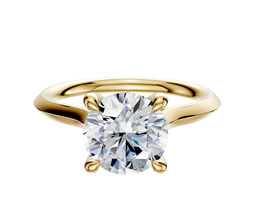 18K Yellow Gold 4 Prong Hidden Halo Cathedral Knife Edge 2.0mm Engagement Ring