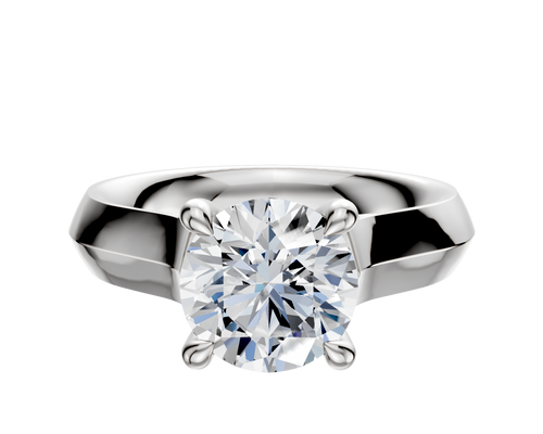 18K White Gold 4 Prong Hidden Halo Cathedral Knife Edge 4.0mm Engagement Ring