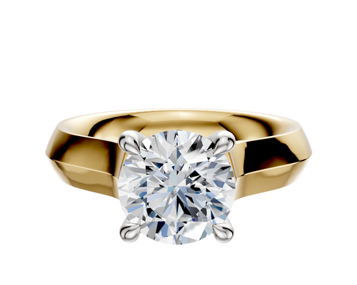 14K Two Tone 4 Prong Hidden Halo Cathedral Knife Edge 4.0mm Engagement Ring