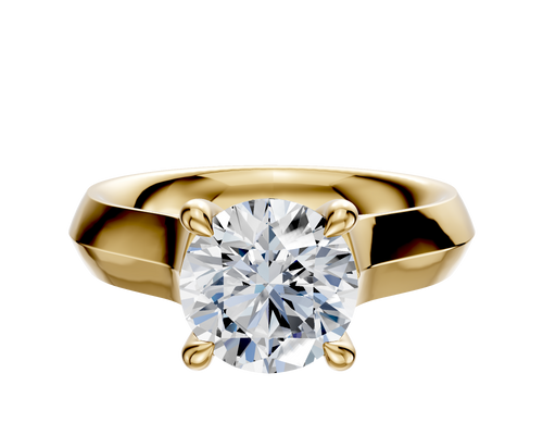 14K Yellow Gold 4 Prong Hidden Halo Cathedral Knife Edge 4.0mm Engagement Ring
